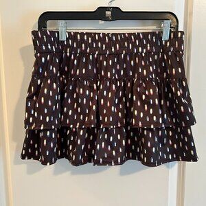 Lucky In Love Let It Glow Black Skort Tiered Ruffle Women's Size Medium